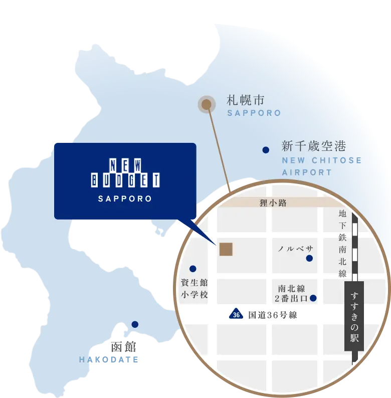 イラスト：ホテルの位置を表した地図